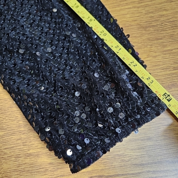 Sanctuary All Nighter black long sleeve sequin top, mock turtleneck, back zipper - Picture 7 of 11